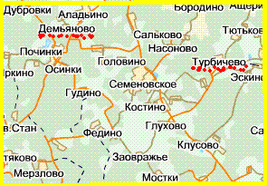 Карта Демьяново - Турбичево